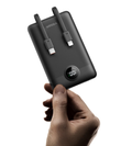 Veger - C11 - 10,000mAh 22.5W PD Digital Display Light Weight Powerbank With Built In Non-MFI Lightning & USB-C Cable - Black