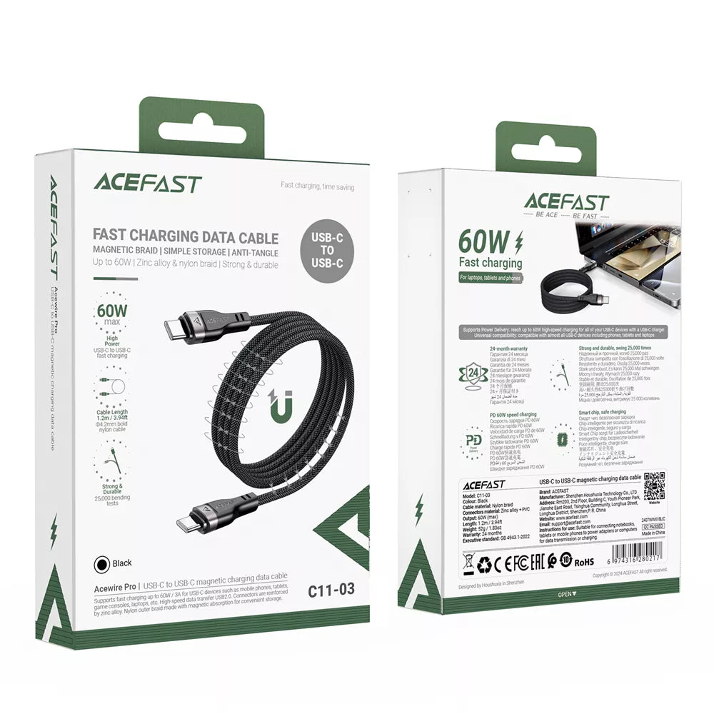 Acefast Charging Data Cable C11-03 USB-C to USB-C 60W (1.2metres)