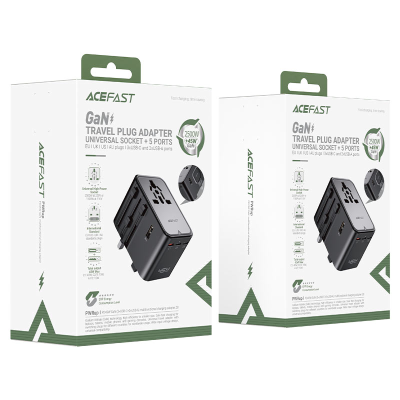 Acefast Charging Adapter Z8 2500W + PD45W GaN (3xUSB-C+2xUSB-A)