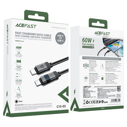 Acefast Charging Data Cable C15-03 USB-C to USB-C 60W (1.2metres)
