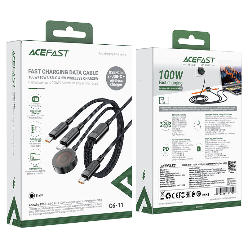 Acefast Charging Data Cable C6-11 3-in-1 100W (1.2metres)