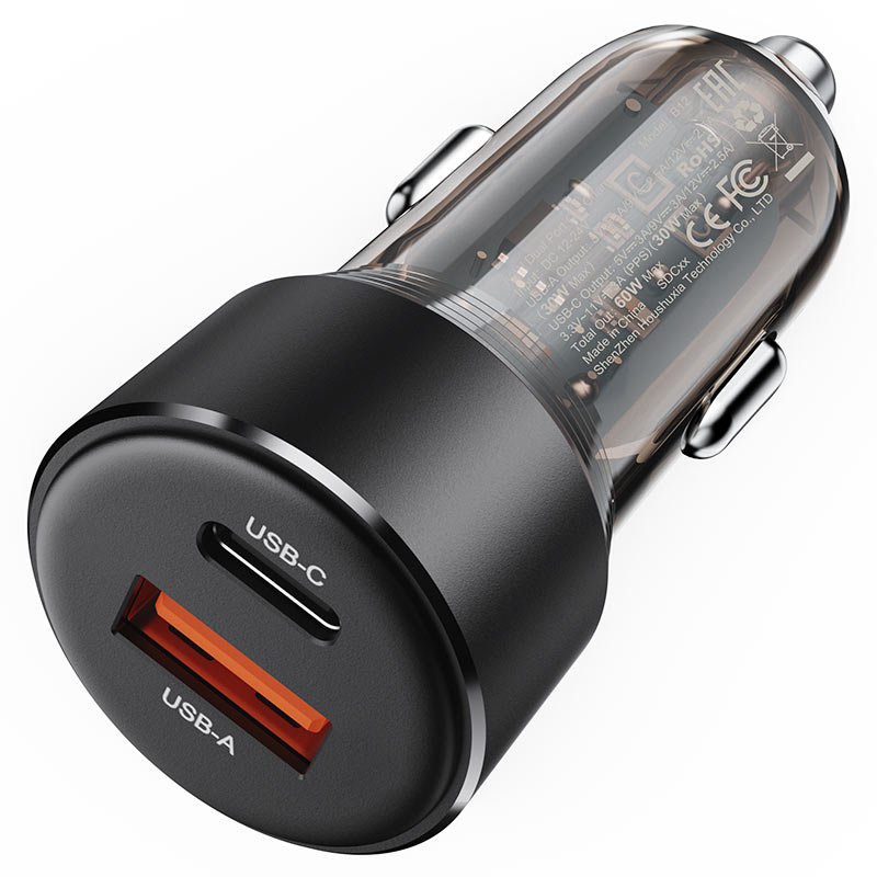 Acefast In-Car Charger USB-C & USB-A Ports 60W