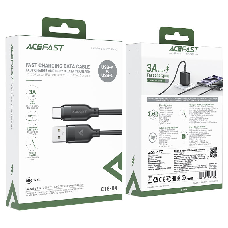 Acefast Charging Data Cable C16-04 USB-A to USB-C 3A (1.2metres)
